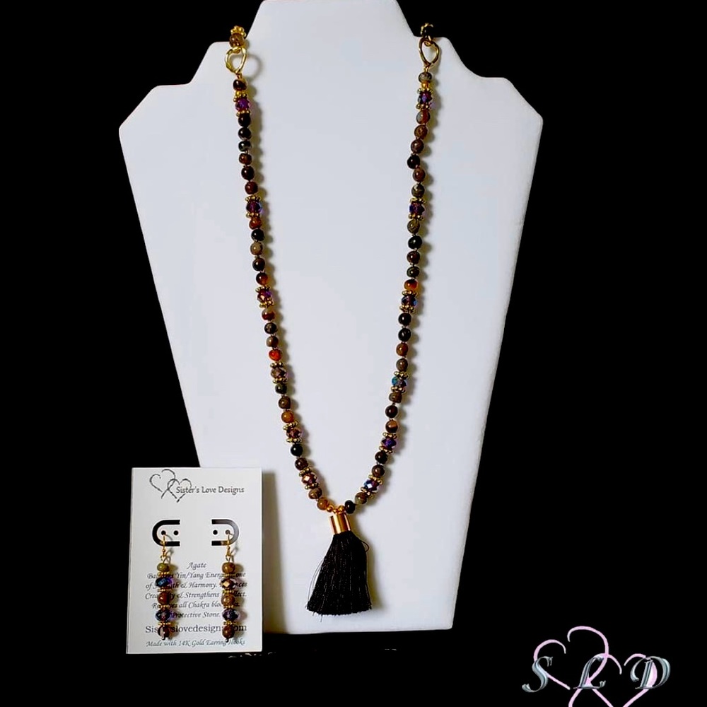 Agate Necklace and Earrings